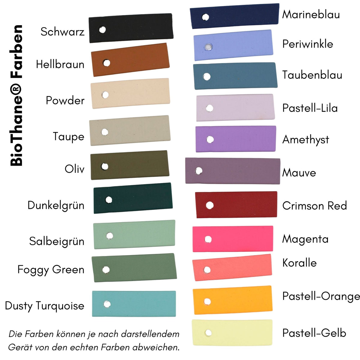 Alle Biothane Farben im Überblick