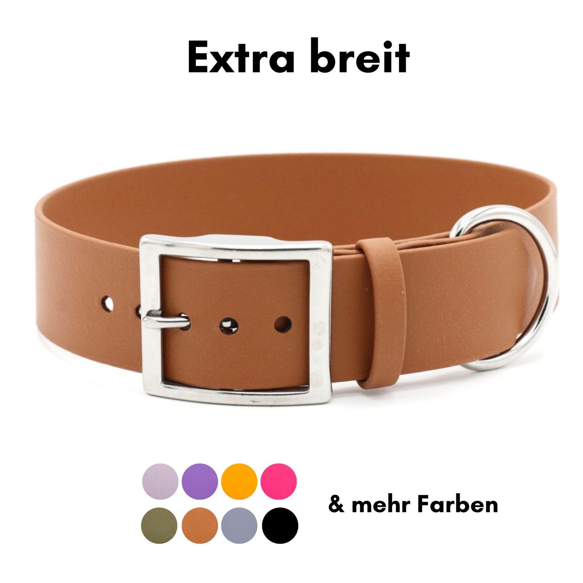 Biothane Hundehalsband in extra breit Farbe Hellbraun