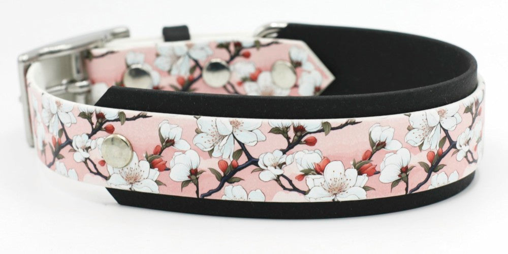 Motiv BioThane® Halsband „Cherry Blossoms“ | Modell „Layered“ | Breite 25mm/38mm | HU 36-42cm