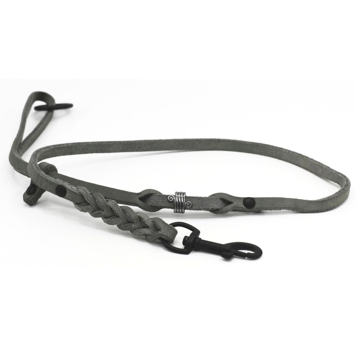 Fettleder Kurzführer Hundeleine mit Flechtung | Breite 8mm | Länge 88cm