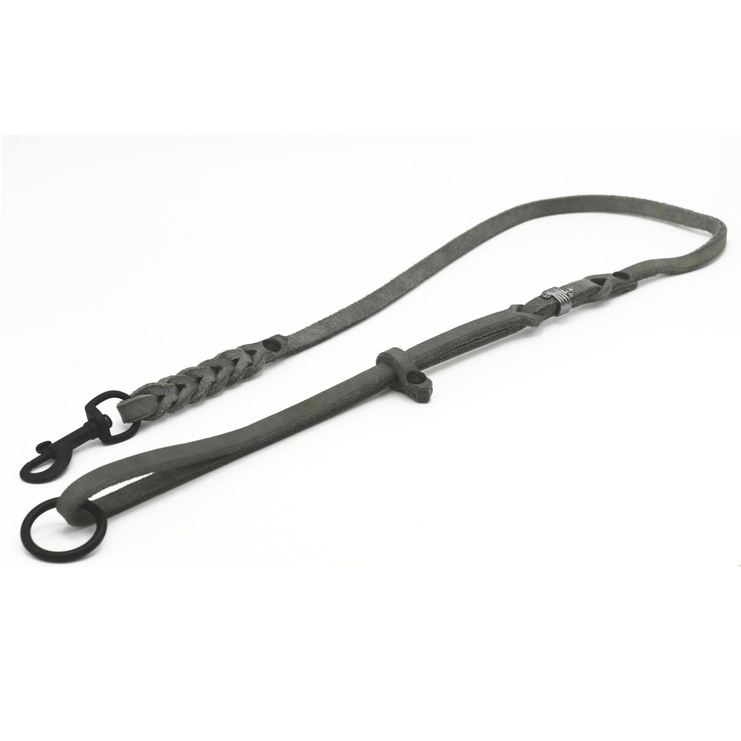 Fettleder Kurzführer Hundeleine mit Flechtung | Breite 8mm | Länge 88cm