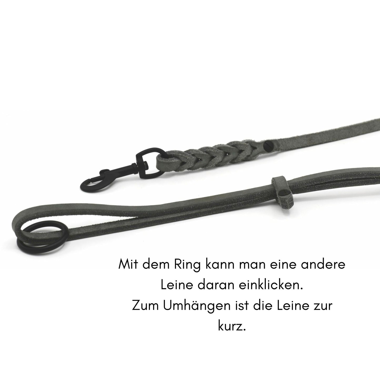 Fettleder Kurzführer Hundeleine mit Flechtung | Breite 8mm | Länge 88cm