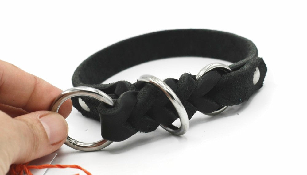 Handgemachtes Fettleder Halsband mit Zugstopp