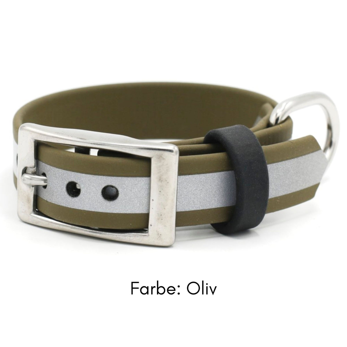 reflektierendes BioThane Halsband in Oliv