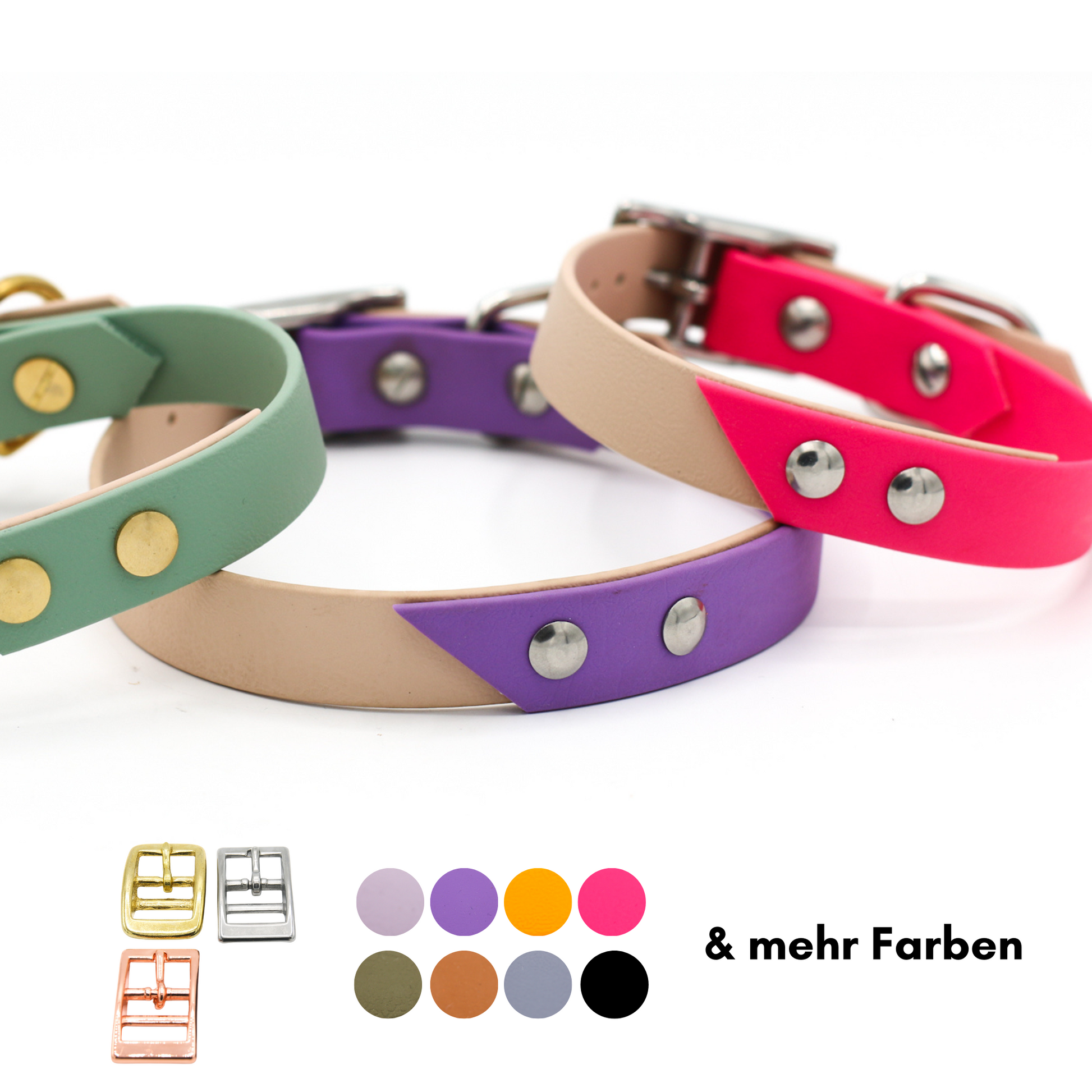 Handgemachtes zweifarbiges Biothane Halsband in verschiedenen Farben
