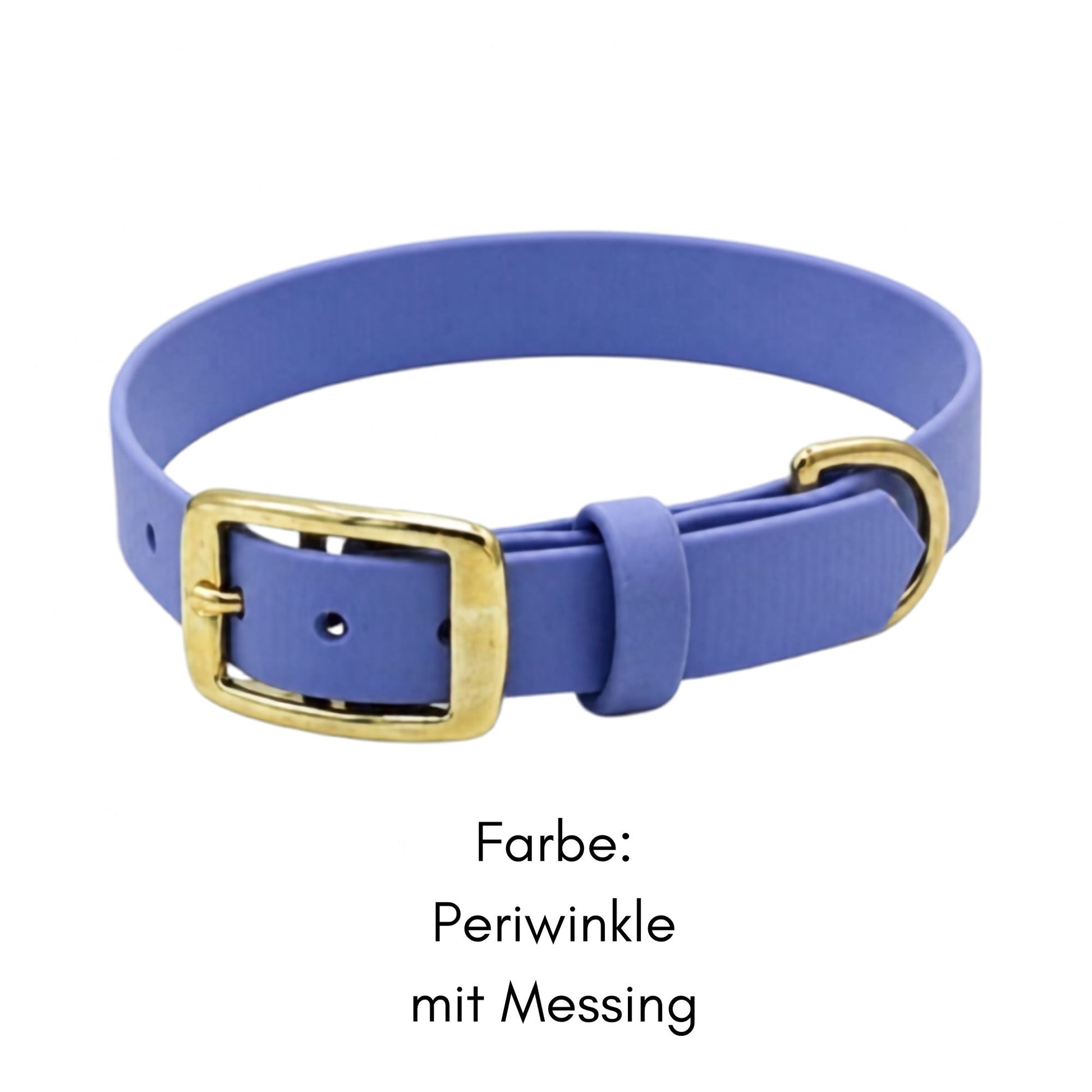 Biothane Hundehalsband in Periwinkle mit Beschlägen aus Messing