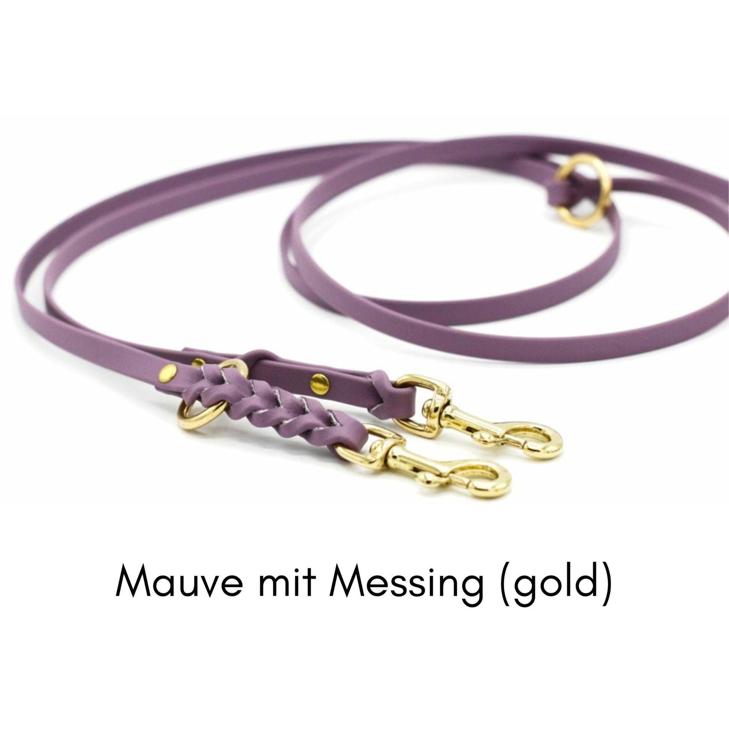 leichte geflochtene Biothane Hundeleine verstellbar in Mauve