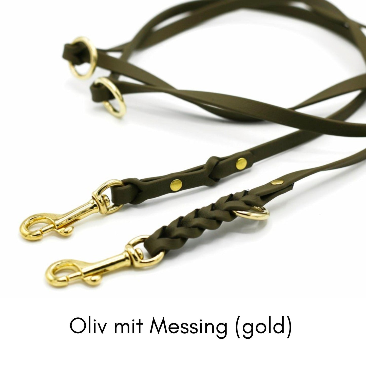 leichte geflochtene Biothane Hundeleine verstellbar in Oliv