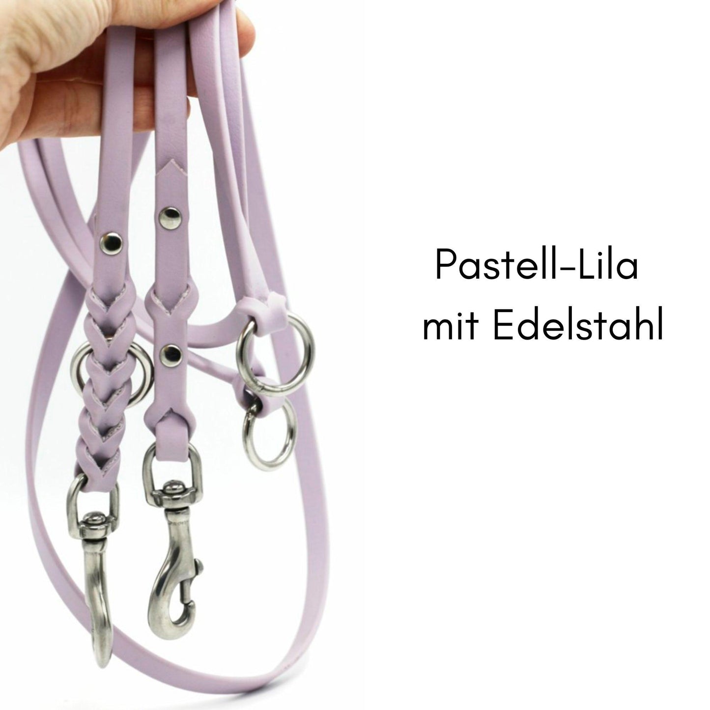 leichte geflochtene Biothane Hundeleine verstellbar in Pastell-Lila