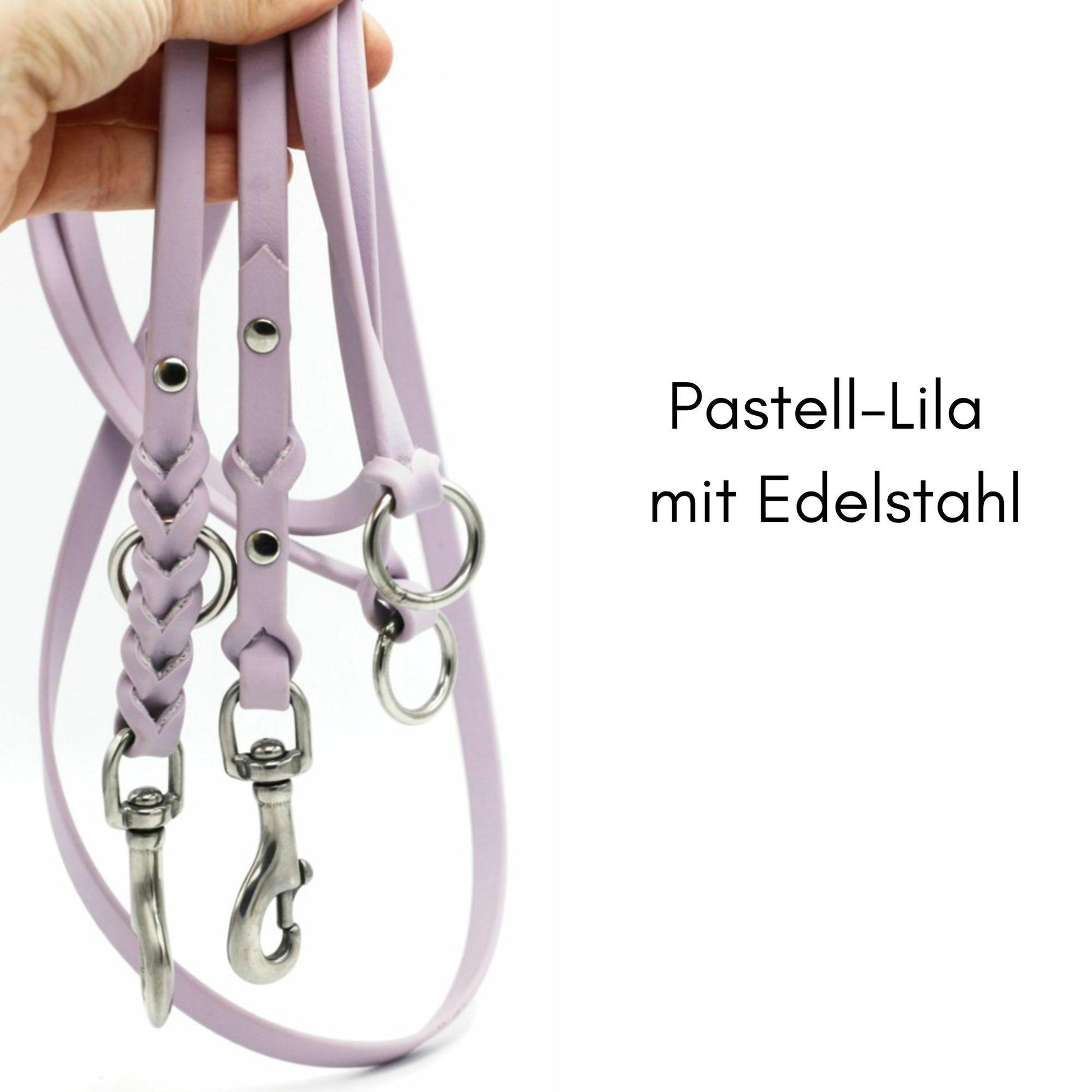 leichte geflochtene Biothane Hundeleine verstellbar in Pastell-Lila
