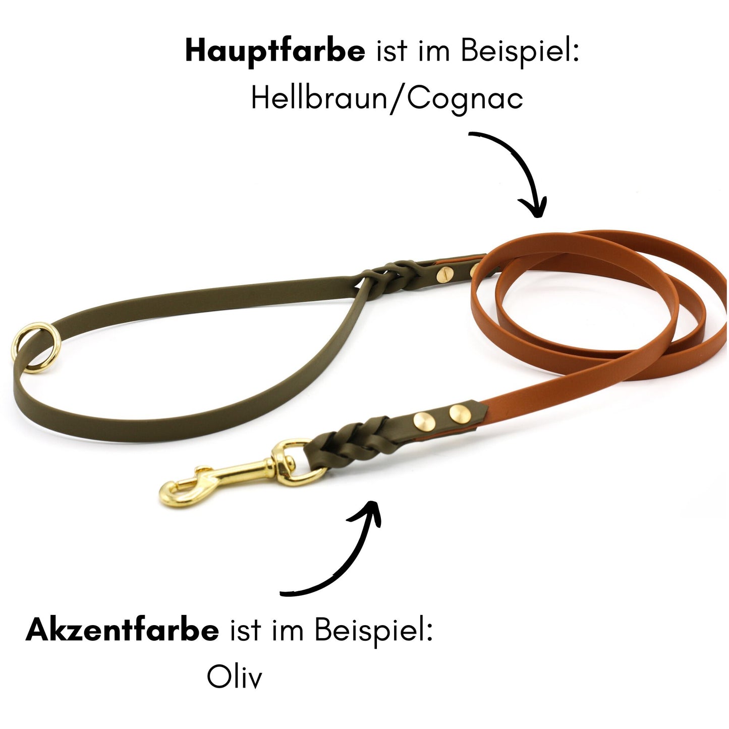 Zweifarbige BioThane® Hundeleine | nicht verstellbar | geflochten | City-Leine