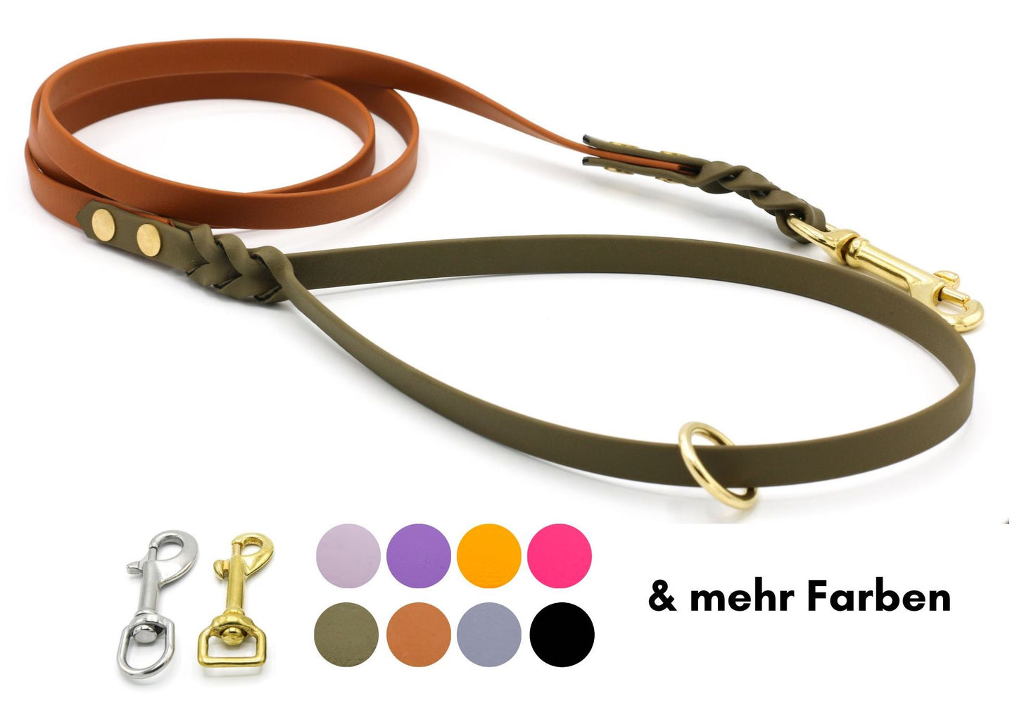 Zweifarbige BioThane® Hundeleine | nicht verstellbar | geflochten | City-Leine