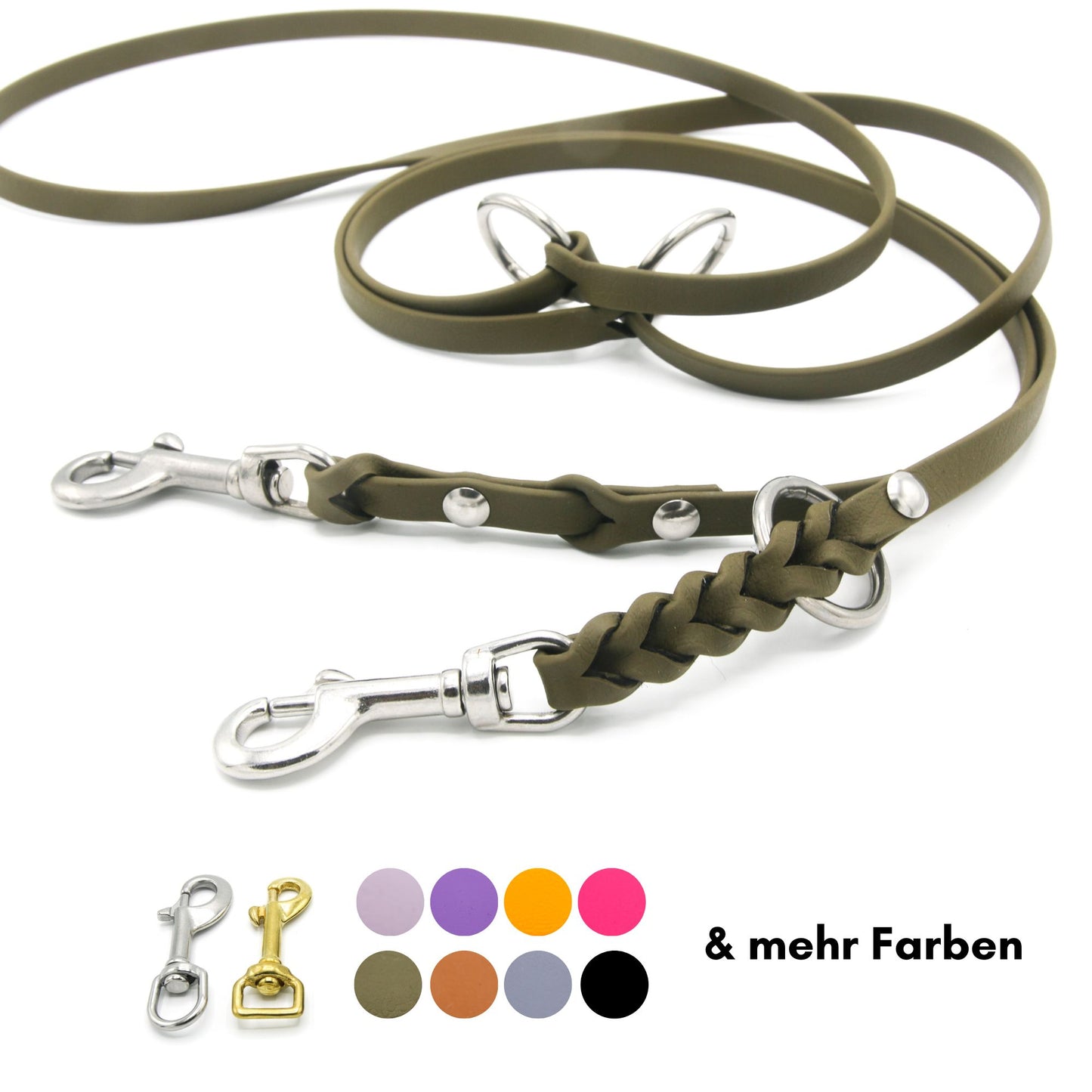 BioThane® Hundeleine für kleine Hunde | dreifach verstellbar | geflochten