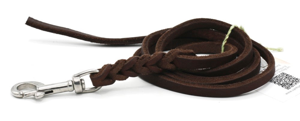 Handgemachte Hundeleine aus Fettleder geflochten
