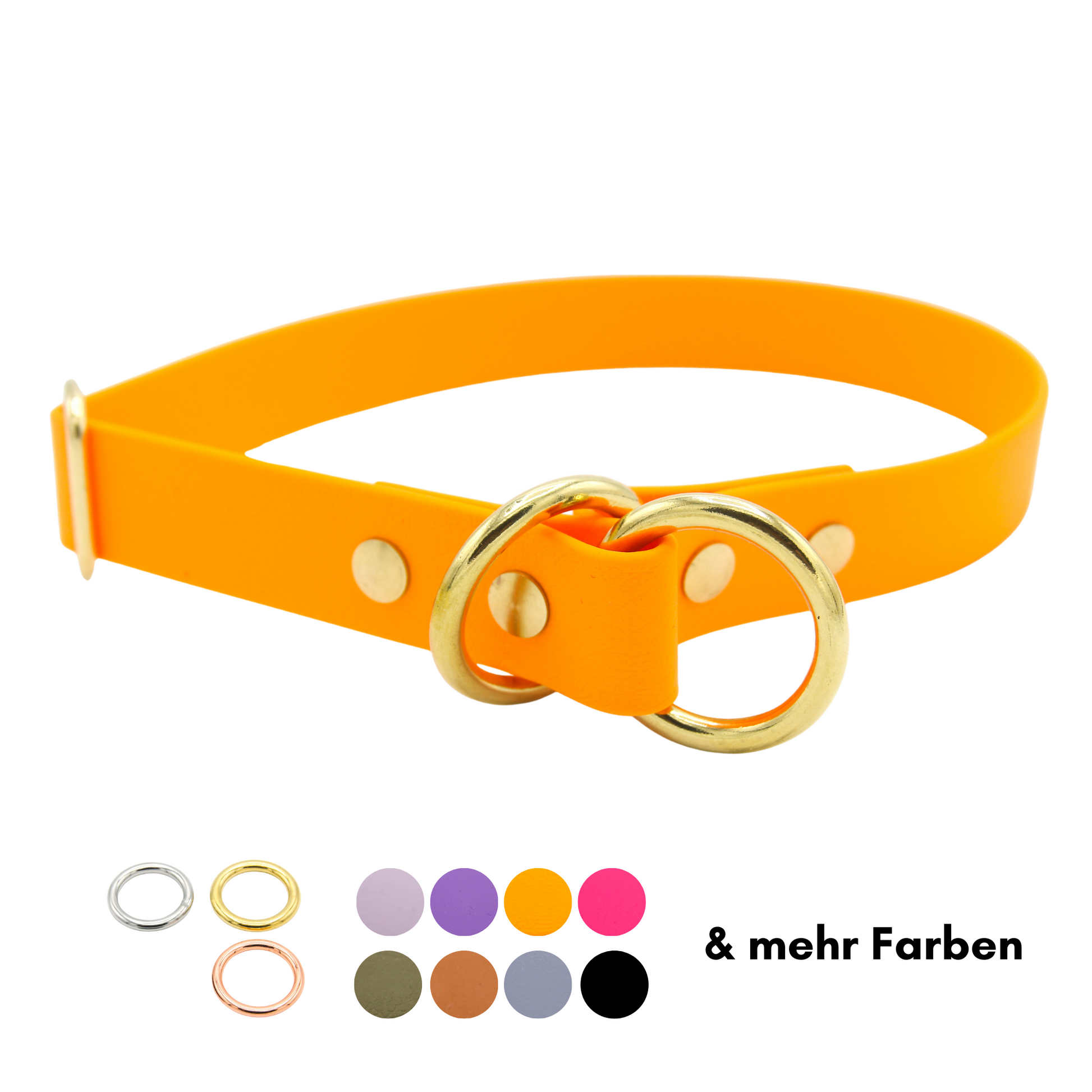 Handgemachtes Zugstopp-Halsband aus Biothane in Pastell-Orange