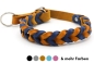 Mobile Preview: Zugstopp Halsband geflochten zweifarbig in Cognac mit Blau