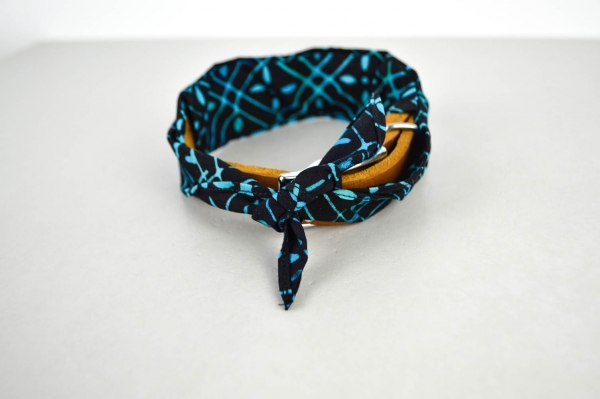 Schlauch - für's Halsband, Batik Schwarz mit blauem Muster