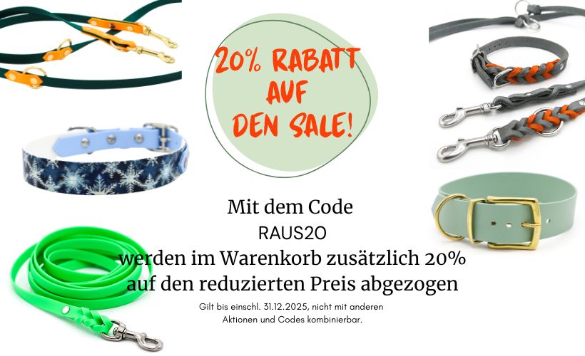 Hundehalsbänder und Leinen aus BioThane und Fettleder im Sale