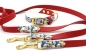 Preview: BioThane Halsband und Leine in dunkelrot mit weihnachtlichem Motiv
