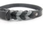 Preview: Fettleder Halsband geflochten zweifarbig in schwarz und grau