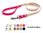 Preview: BioThane Hundeleine zweifarbig in Powder und Magenta mit Karabinern aus Edelstahl