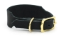 Preview: breites Lederhalsband Windhundhalsband in Schwarz mit Messing Schnalle