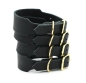 Preview: breites Lederhalsband Windhundhalsband in Schwarz mit Messing Schnalle 4 Stück aufeinander