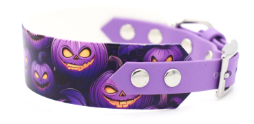 BioThane Halsband Halloween Breiten mit Amethyst kombiniert von der Seite