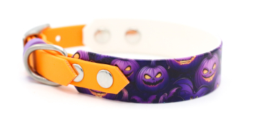 BioThane Halsband Halloween Breiten mit Pastell-Orange kombiniert von der Seite