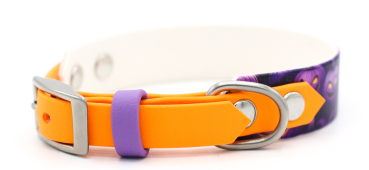 BioThane Halsband Halloween Breiten mit Pastell-Orange kombiniert von der anderen Seite