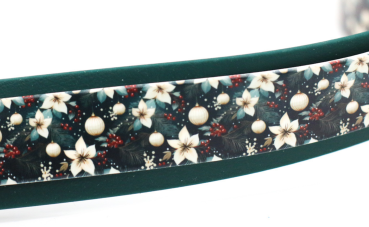 BioThane Halsband breit in dunkelgrün mit Winterwald-Muster