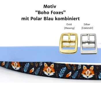 BioThane Halsband mit Boho Foxes Motiv
