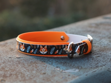 BioThane Halsband Boho Foxes mit Pastell-Orange
