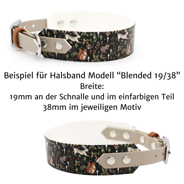 Extra breites BioThane Halsband mit Wald Motiv