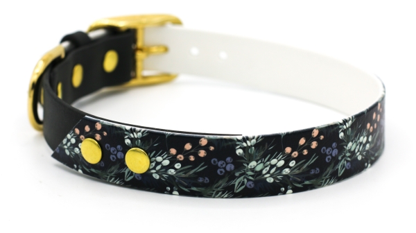 BioThane® Halsband mit UV Druck "Juniper Berries" | verschiedene Breiten und Modelle