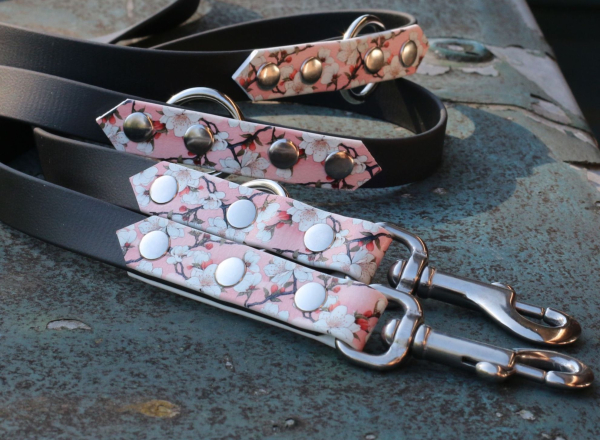 BioThane Halsband mit Cherry Blossoms Motiv