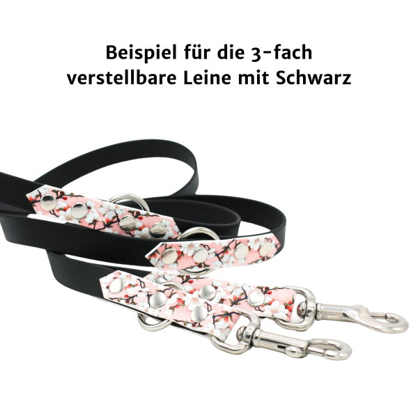 Biothane Leine 3-fach verstellbar mit Cherry Blossoms Motiv