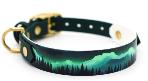 BioThane Halsband in hellblau mit Schneeflocken-Muster