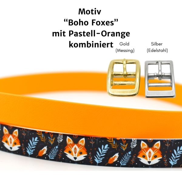 BioThane Halsband mit Boho Foxes Motiv