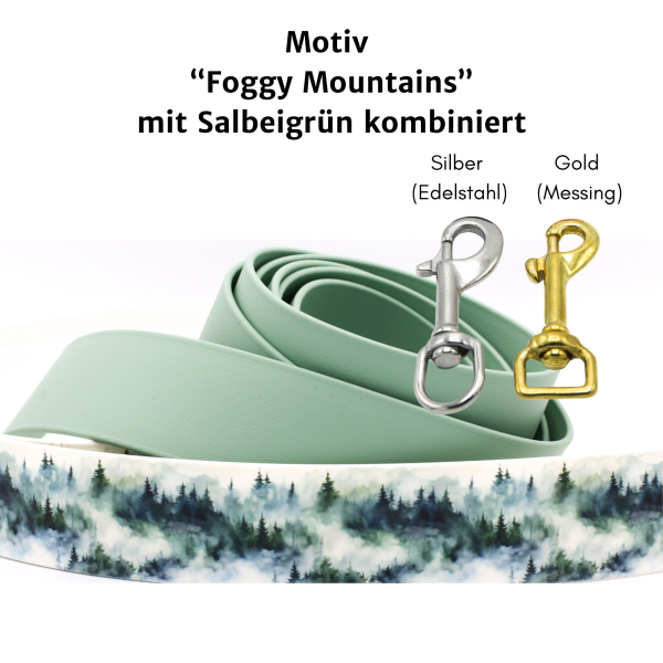 Foggy Mountains Motiv mit Salbeigrün