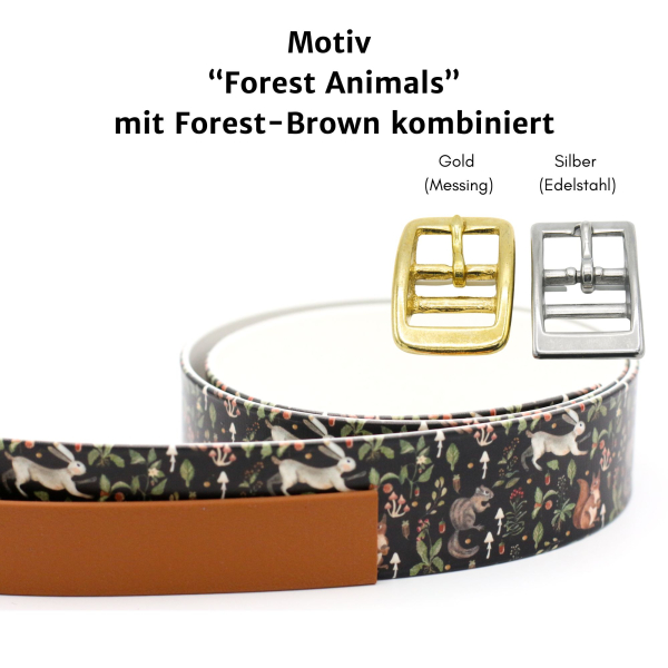 BioThane Halsband mit Forest Animals Motiv mit Hellbraun