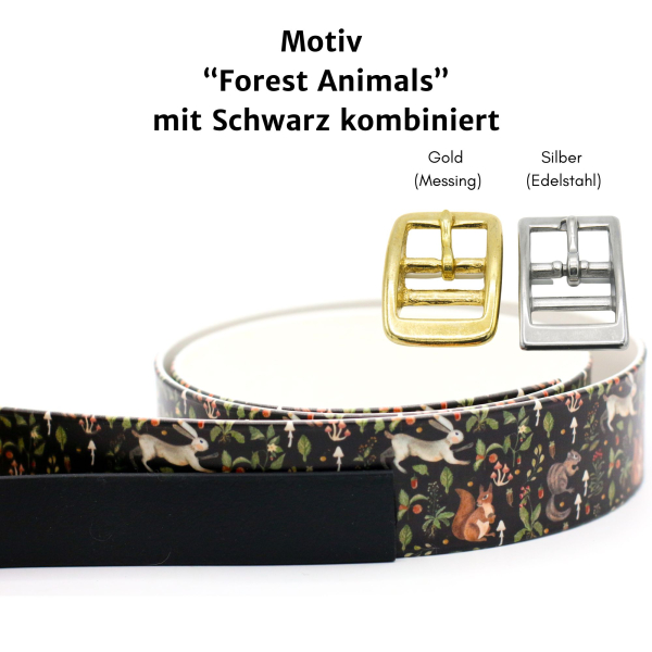 BioThane Halsband mit Forest Animals Motiv mit Schwarz