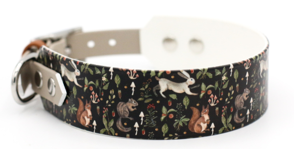 BioThane Halsband mit Forest Animals Motiv mit Taupe von der  anderen Seite