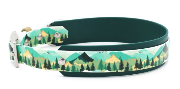 BioThane Halsband mit Green Mountains Motiv