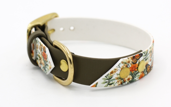 BioThane Halsband mit Schmetterlingen als Motiv von oben