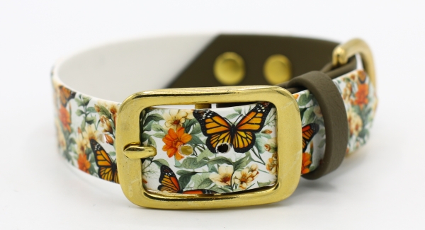BioThane Halsband mit Schmetterlingen als Motiv von vorne