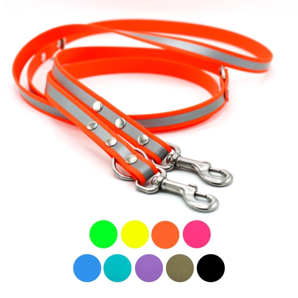 Hundeleine reflektierend aus BioThane in Neon-Orange