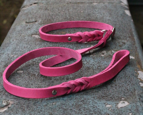 Retrieverleine aus Fettleder in pink outdoor Foto
